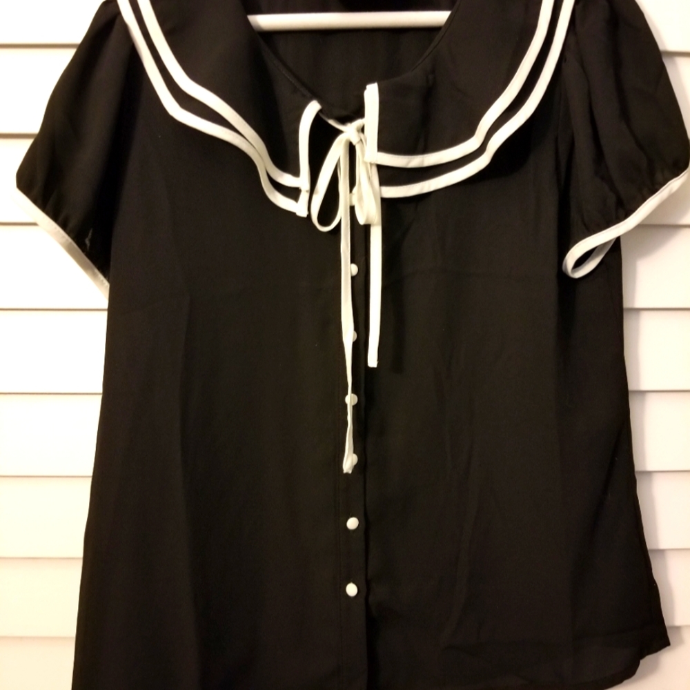 Black and White Voodoo Vixen button up with tie